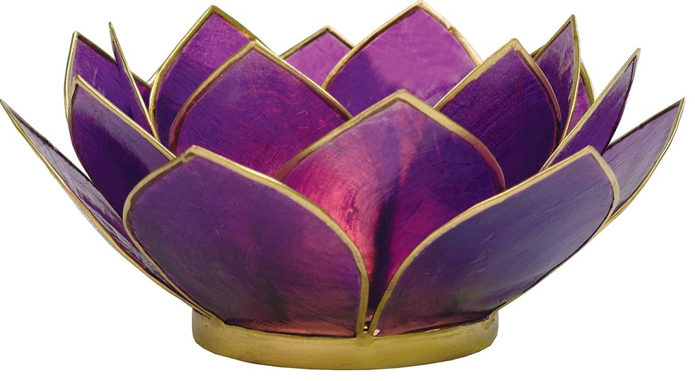 Plum Purple Capiz Lotus Candle Holder